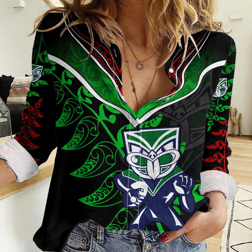 Personalised New Zealand Rugby Silver Fern Women Casual Shirt The Maori Warriors LT9