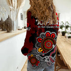 ANZAC Dolphins Rugby Women Casual Shirt Indigenous Circles and Waves LT9