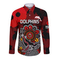 personalised-anzac-dolphins-rugby-long-sleeve-button-shirt-indigenous-circles-and-waves