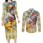 Have A Koala-ty Christmas in July Couples Matching Long Sleeve Bodycon Dress and Long Sleeve Button Shirt