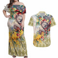 Have A Koala-ty Christmas in July Couples Matching Off Shoulder Maxi Dress and Hawaiian Shirt