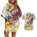 Have A Koala-ty Christmas in July Couples Matching Off Shoulder Short Dress and Hawaiian Shirt