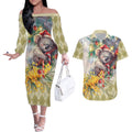 Have A Koala-ty Christmas in July Couples Matching Off The Shoulder Long Sleeve Dress and Hawaiian Shirt