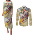 Have A Koala-ty Christmas in July Couples Matching Puletasi and Long Sleeve Button Shirt