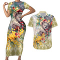 Have A Koala-ty Christmas in July Couples Matching Short Sleeve Bodycon Dress and Hawaiian Shirt