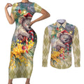 Have A Koala-ty Christmas in July Couples Matching Short Sleeve Bodycon Dress and Long Sleeve Button Shirt