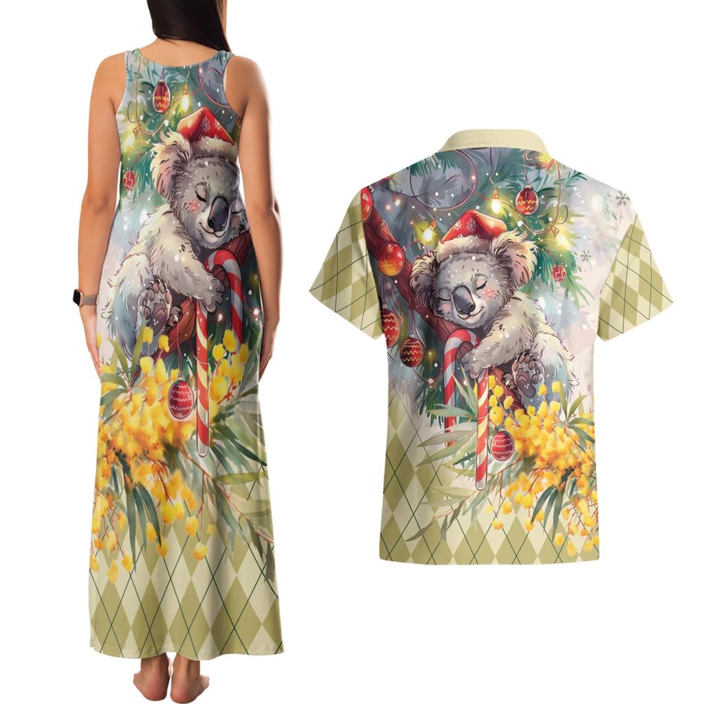 Have A Koala-ty Christmas in July Couples Matching Tank Maxi Dress and Hawaiian Shirt