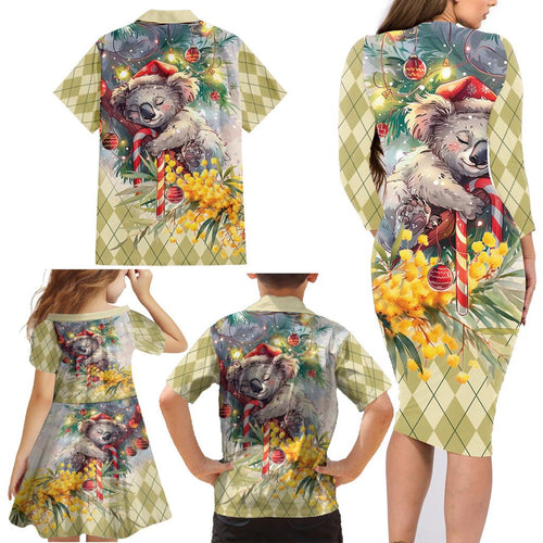 Have A Koala-ty Christmas in July Family Matching Long Sleeve Bodycon Dress and Hawaiian Shirt