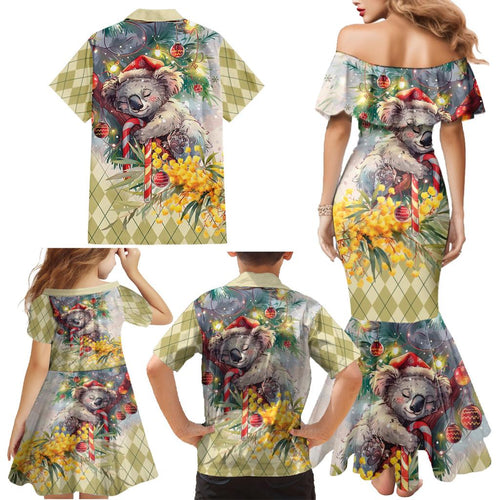 Have A Koala-ty Christmas in July Family Matching Mermaid Dress and Hawaiian Shirt