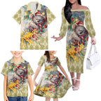 Have A Koala-ty Christmas in July Family Matching Off The Shoulder Long Sleeve Dress and Hawaiian Shirt