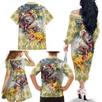 Have A Koala-ty Christmas in July Family Matching Off The Shoulder Long Sleeve Dress and Hawaiian Shirt