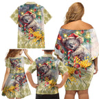Have A Koala-ty Christmas in July Family Matching Off Shoulder Short Dress and Hawaiian Shirt