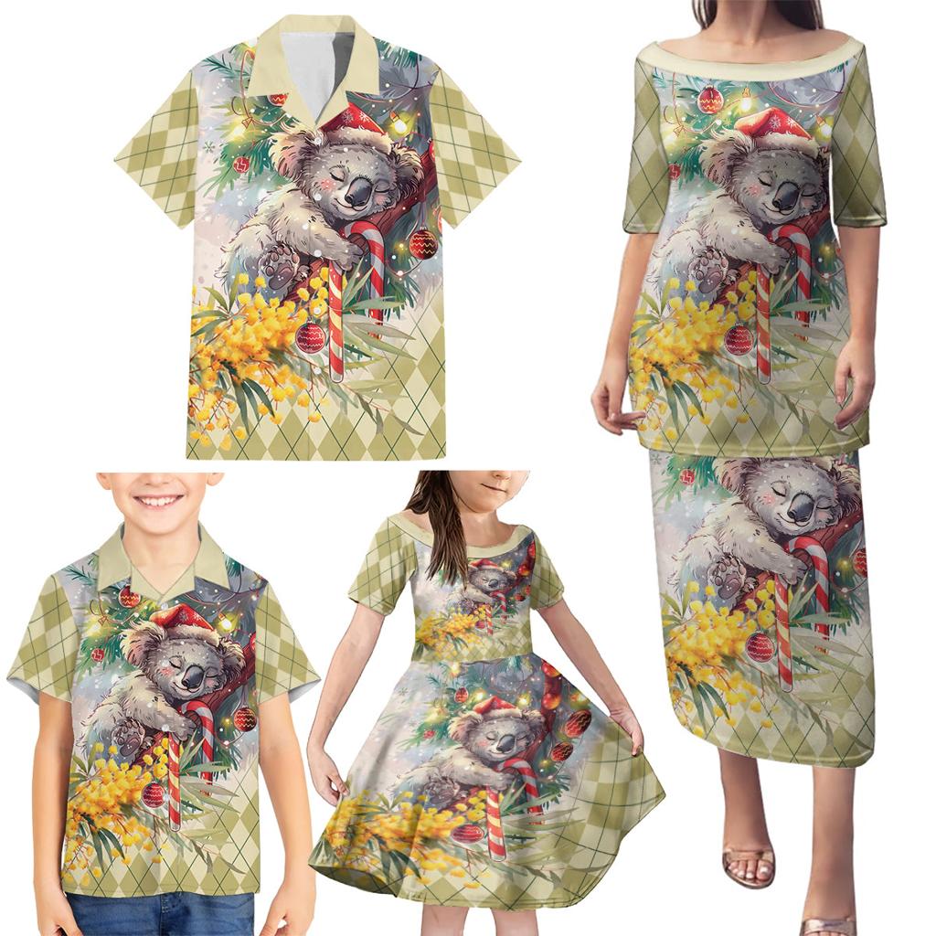 Have A Koala-ty Christmas in July Family Matching Puletasi and Hawaiian Shirt