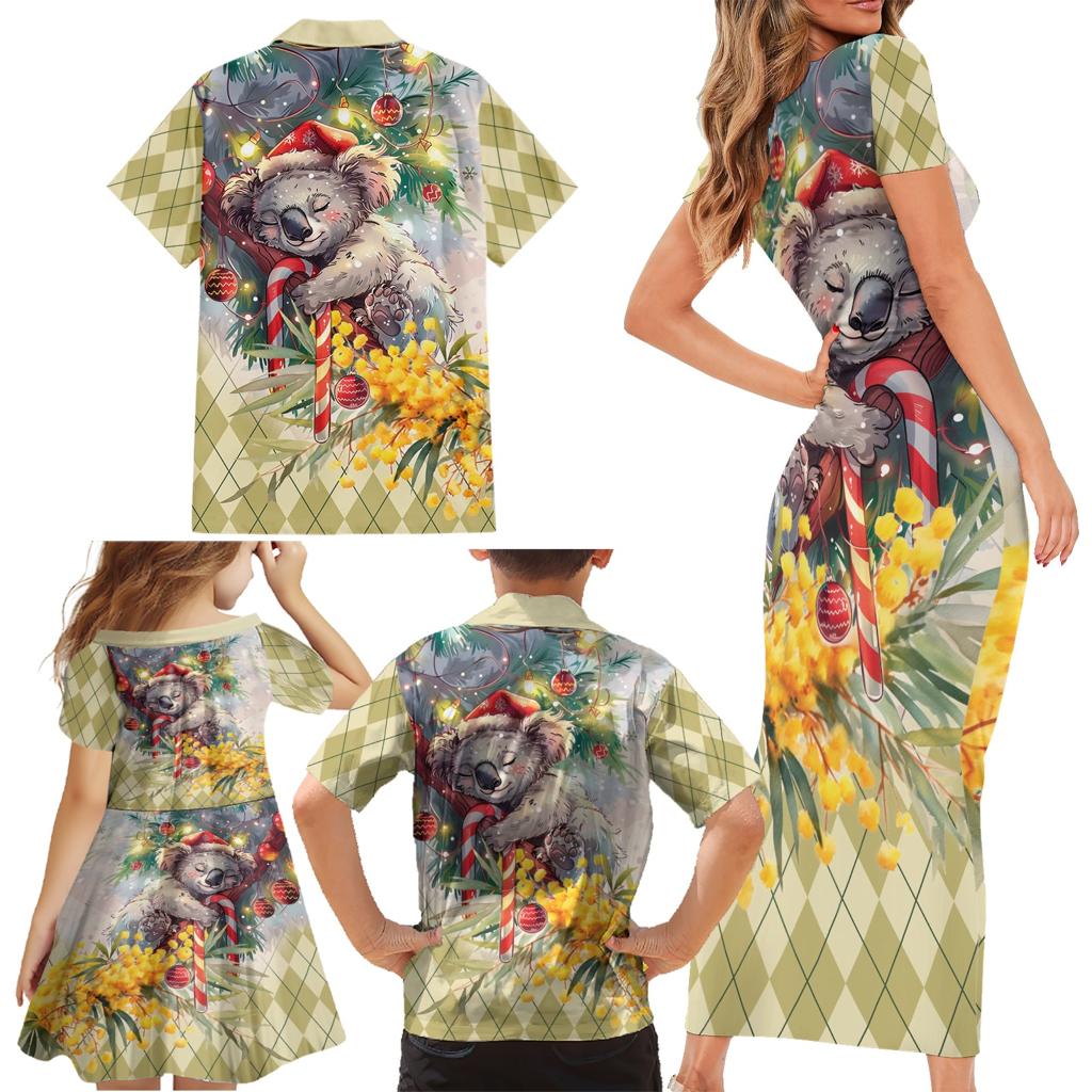 Have A Koala-ty Christmas in July Family Matching Short Sleeve Bodycon Dress and Hawaiian Shirt