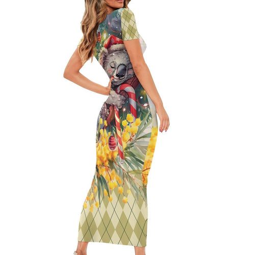 Have A Koala-ty Christmas in July Family Matching Short Sleeve Bodycon Dress and Hawaiian Shirt