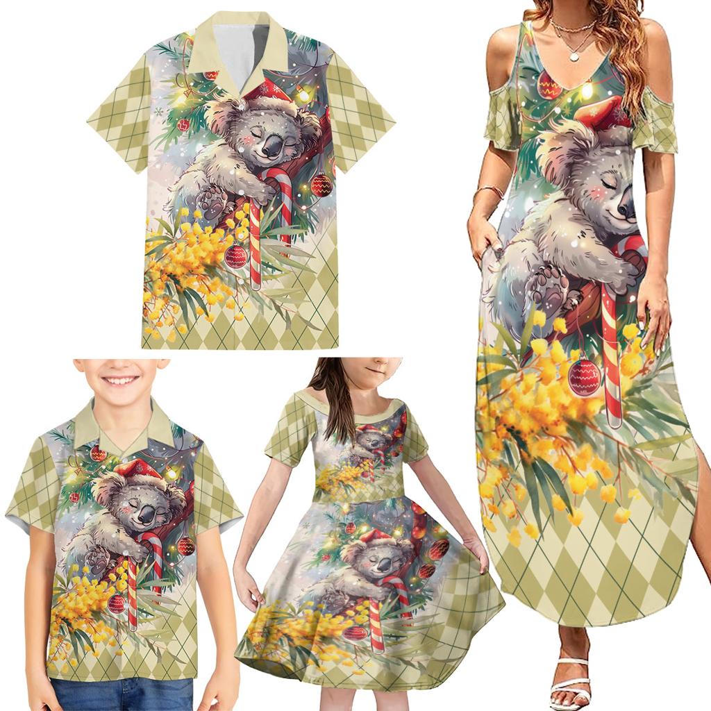 Have A Koala-ty Christmas in July Family Matching Summer Maxi Dress and Hawaiian Shirt