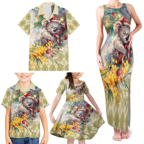 Have A Koala-ty Christmas in July Family Matching Tank Maxi Dress and Hawaiian Shirt
