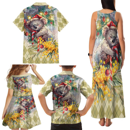 Have A Koala-ty Christmas in July Family Matching Tank Maxi Dress and Hawaiian Shirt