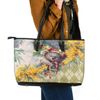 Have A Koala-ty Christmas in July Leather Tote Bag