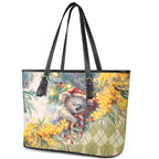 Have A Koala-ty Christmas in July Leather Tote Bag