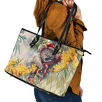 Have A Koala-ty Christmas in July Leather Tote Bag