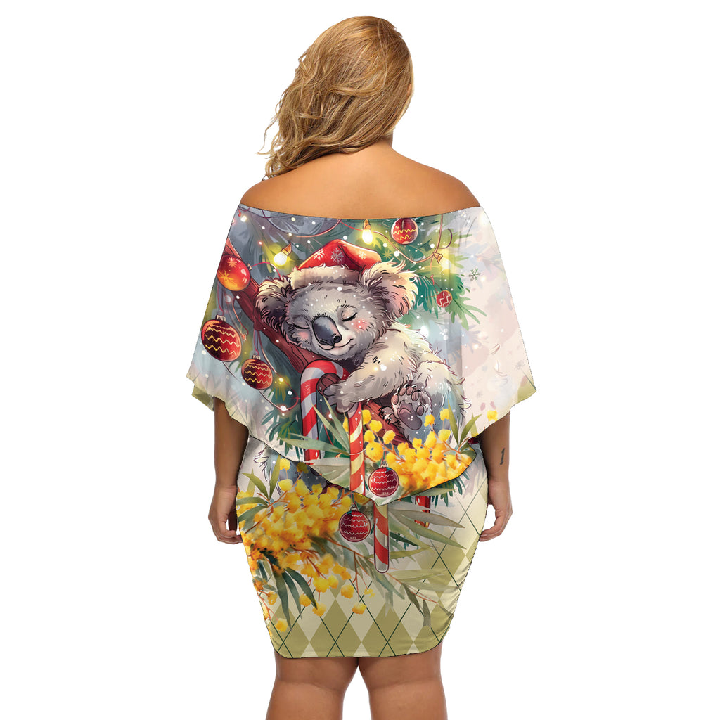 Have A Koala-ty Christmas in July Off Shoulder Short Dress