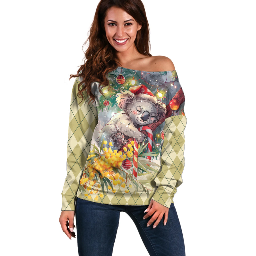 Have A Koala-ty Christmas in July Off Shoulder Sweater