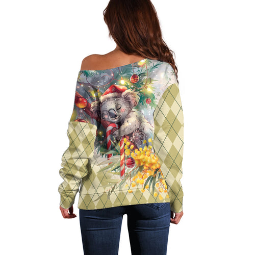 Have A Koala-ty Christmas in July Off Shoulder Sweater