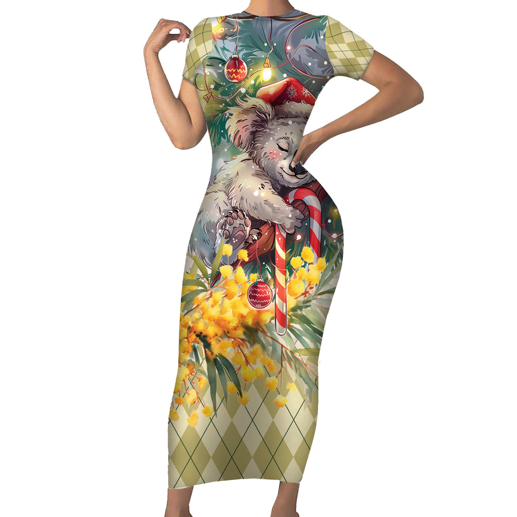 Have A Koala-ty Christmas in July Short Sleeve Bodycon Dress