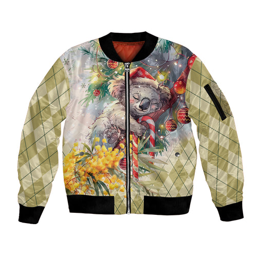 Have A Koala-ty Christmas in July Sleeve Zip Bomber Jacket
