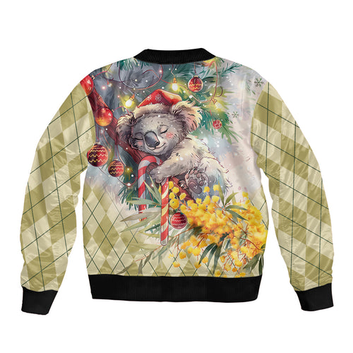 Have A Koala-ty Christmas in July Sleeve Zip Bomber Jacket