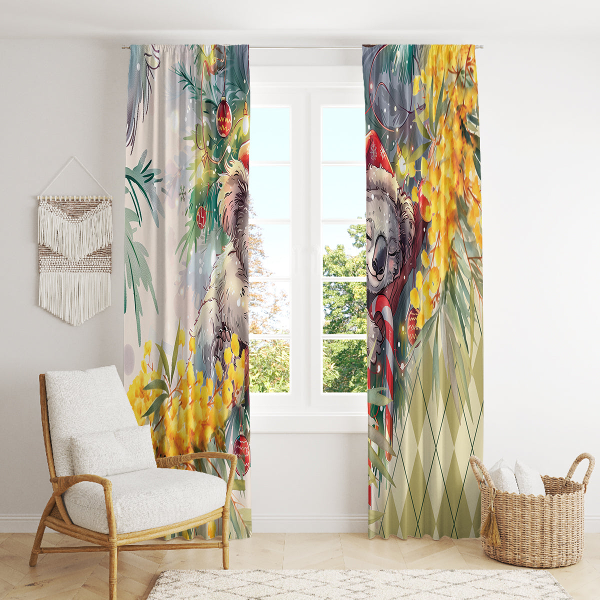 Have A Koala-ty Christmas in July Window Curtain