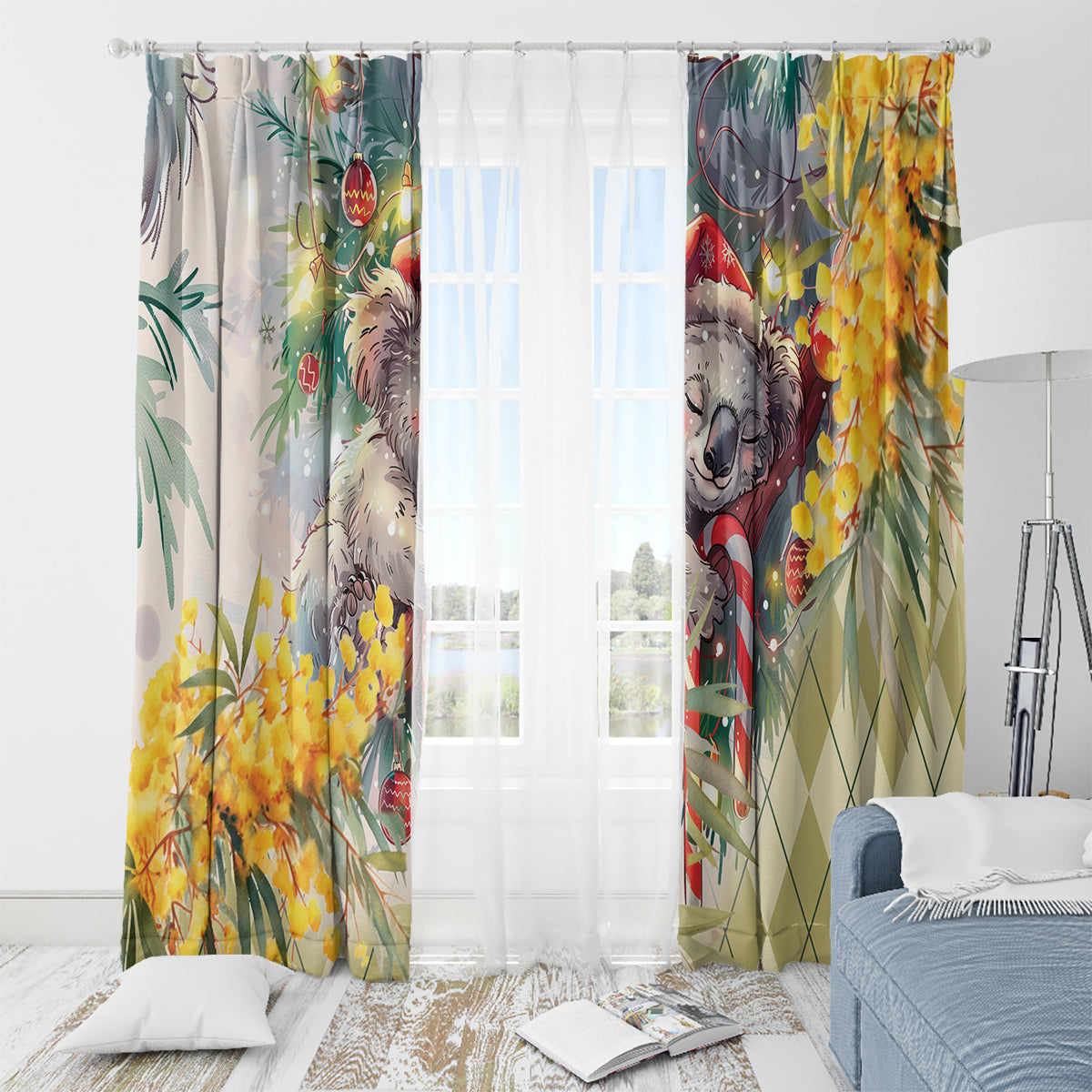 Have A Koala-ty Christmas in July Window Curtain
