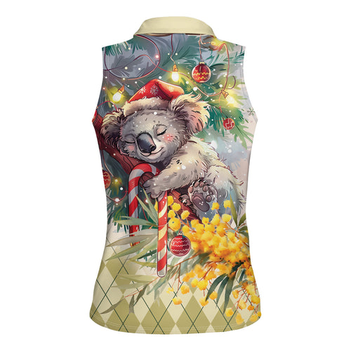 Have A Koala-ty Christmas in July Women Sleeveless Polo Shirt