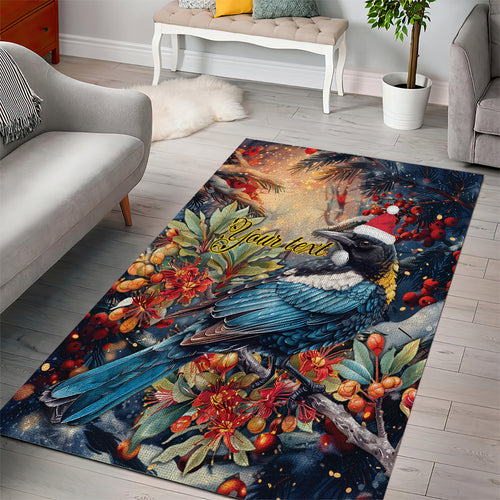 Personalised New Zealand Tui in Pohutukawa Area Rug Christmas in July