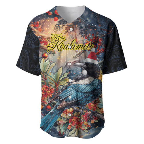 Personalised New Zealand Tui in Pohutukawa Baseball Jersey Christmas in July