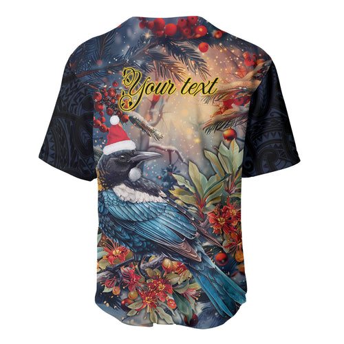 Personalised New Zealand Tui in Pohutukawa Baseball Jersey Christmas in July