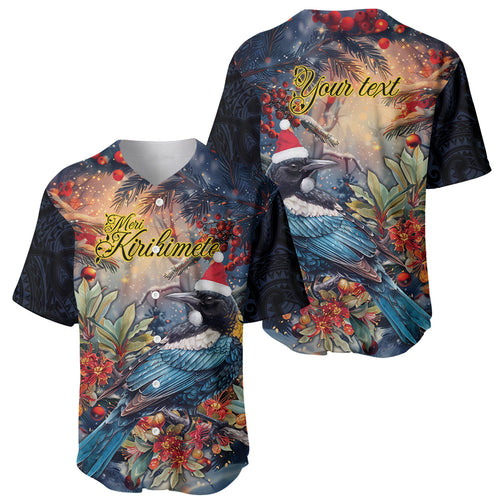 Personalised New Zealand Tui in Pohutukawa Baseball Jersey Christmas in July