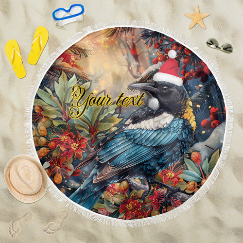 Personalised New Zealand Tui in Pohutukawa Beach Blanket Christmas in July