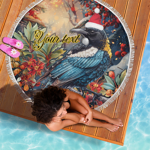 Personalised New Zealand Tui in Pohutukawa Beach Blanket Christmas in July