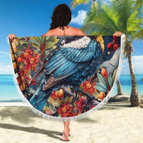 Personalised New Zealand Tui in Pohutukawa Beach Blanket Christmas in July