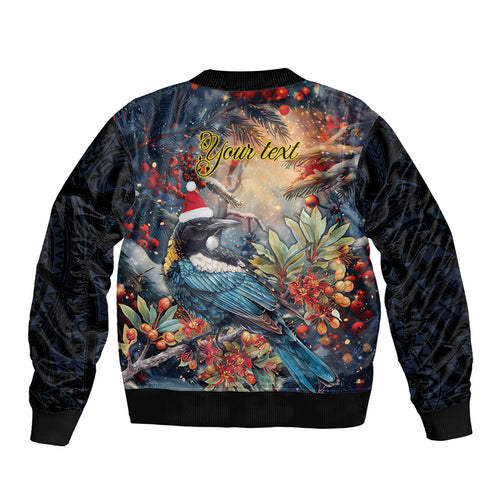 Personalised New Zealand Tui in Pohutukawa Bomber Jacket Christmas in July