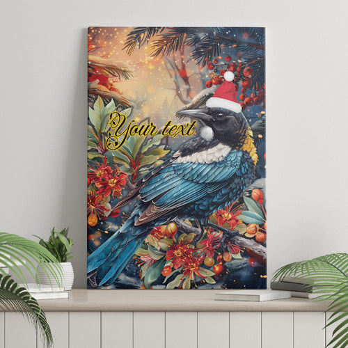 Personalised New Zealand Tui in Pohutukawa Canvas Wall Art Christmas in July