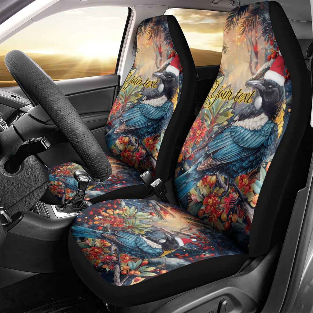 Personalised New Zealand Tui in Pohutukawa Car Seat Cover Christmas in July