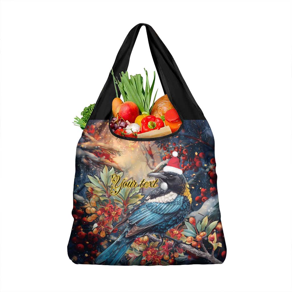 Personalised New Zealand Tui in Pohutukawa Grocery Bag Christmas in July