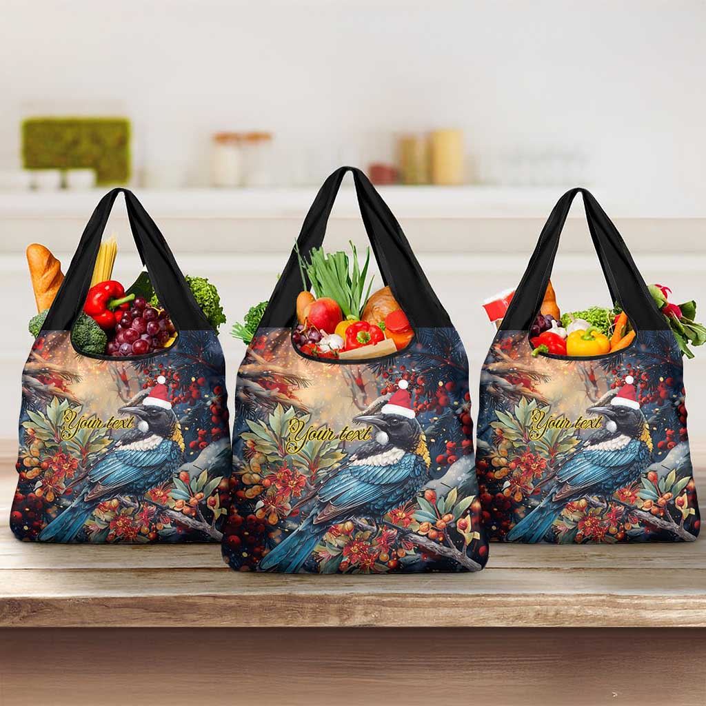Personalised New Zealand Tui in Pohutukawa Grocery Bag Christmas in July
