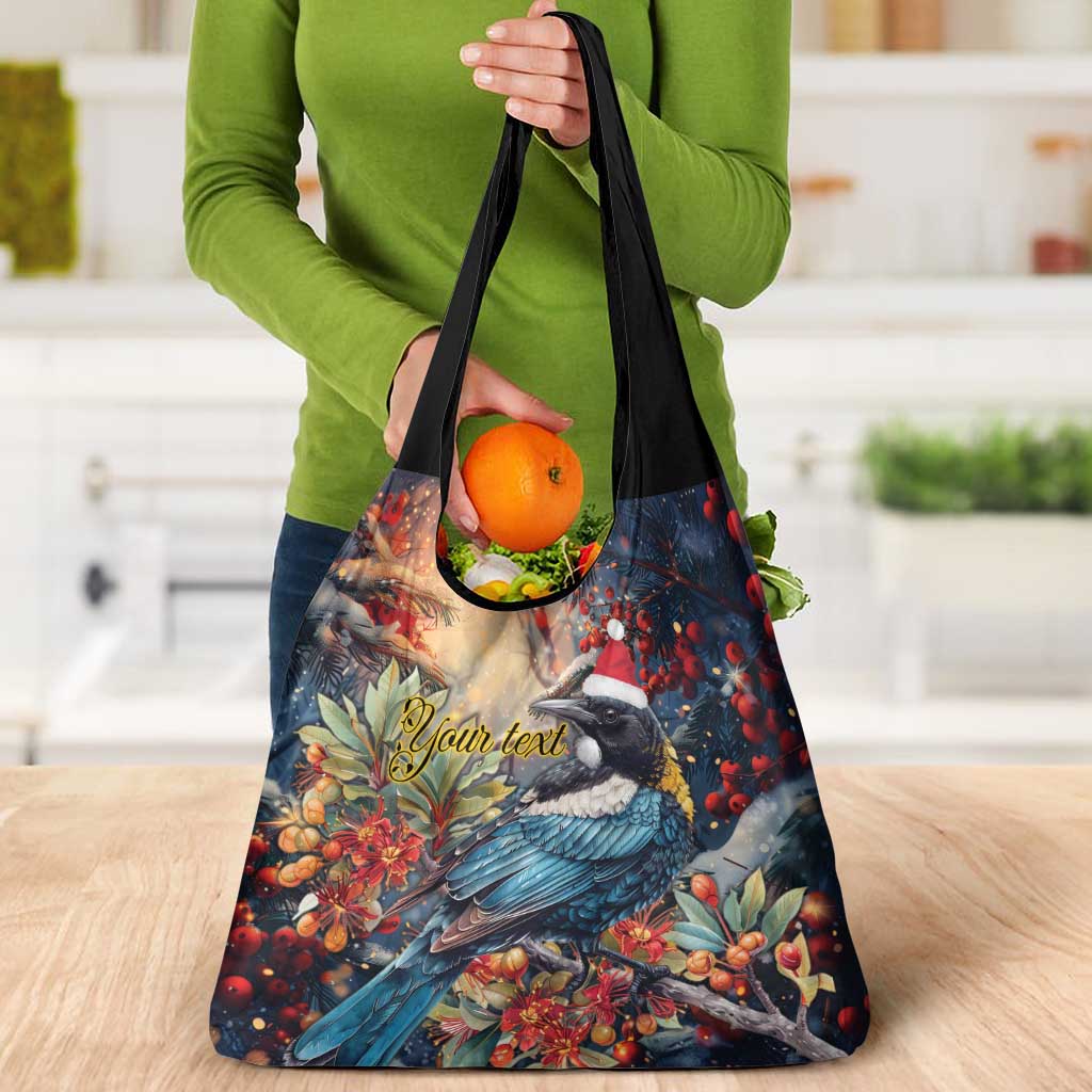 Personalised New Zealand Tui in Pohutukawa Grocery Bag Christmas in July