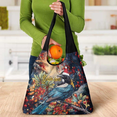 Personalised New Zealand Tui in Pohutukawa Grocery Bag Christmas in July
