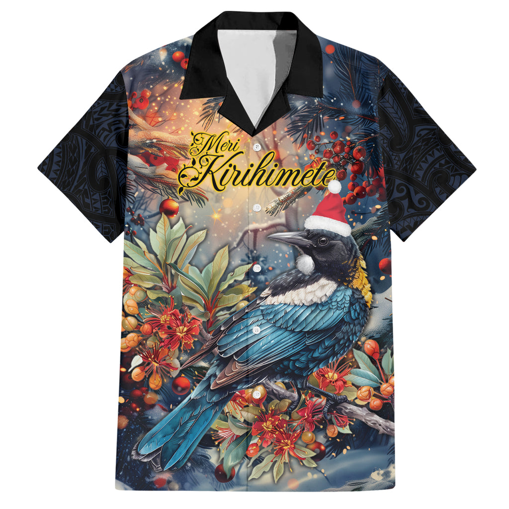 Personalised New Zealand Tui in Pohutukawa Hawaiian Shirt Christmas in July