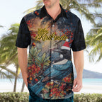 Personalised New Zealand Tui in Pohutukawa Hawaiian Shirt Christmas in July